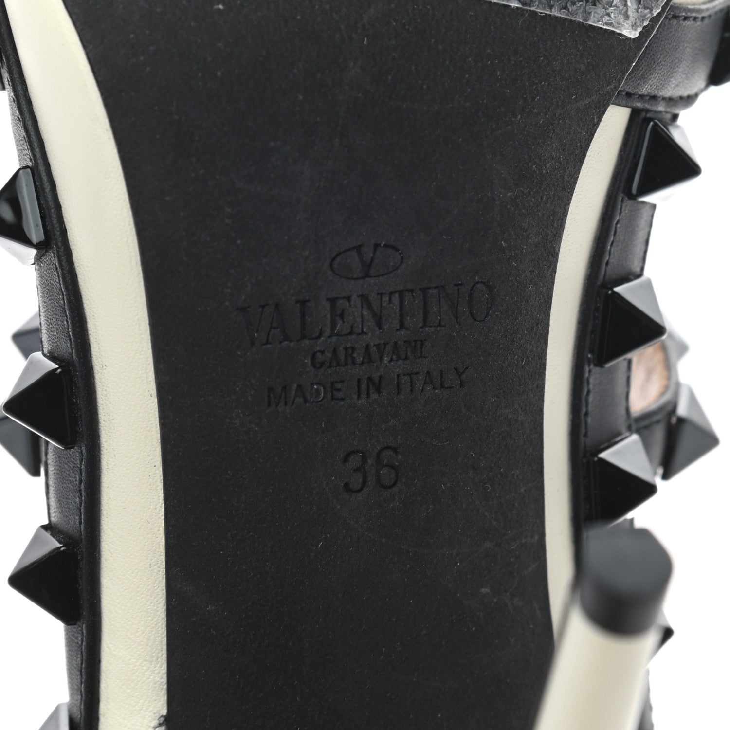 Valentino Garavani Nappa Rockstud Ankle Strap 100mm Pumps 36 Light Ivory Black 6 of 7