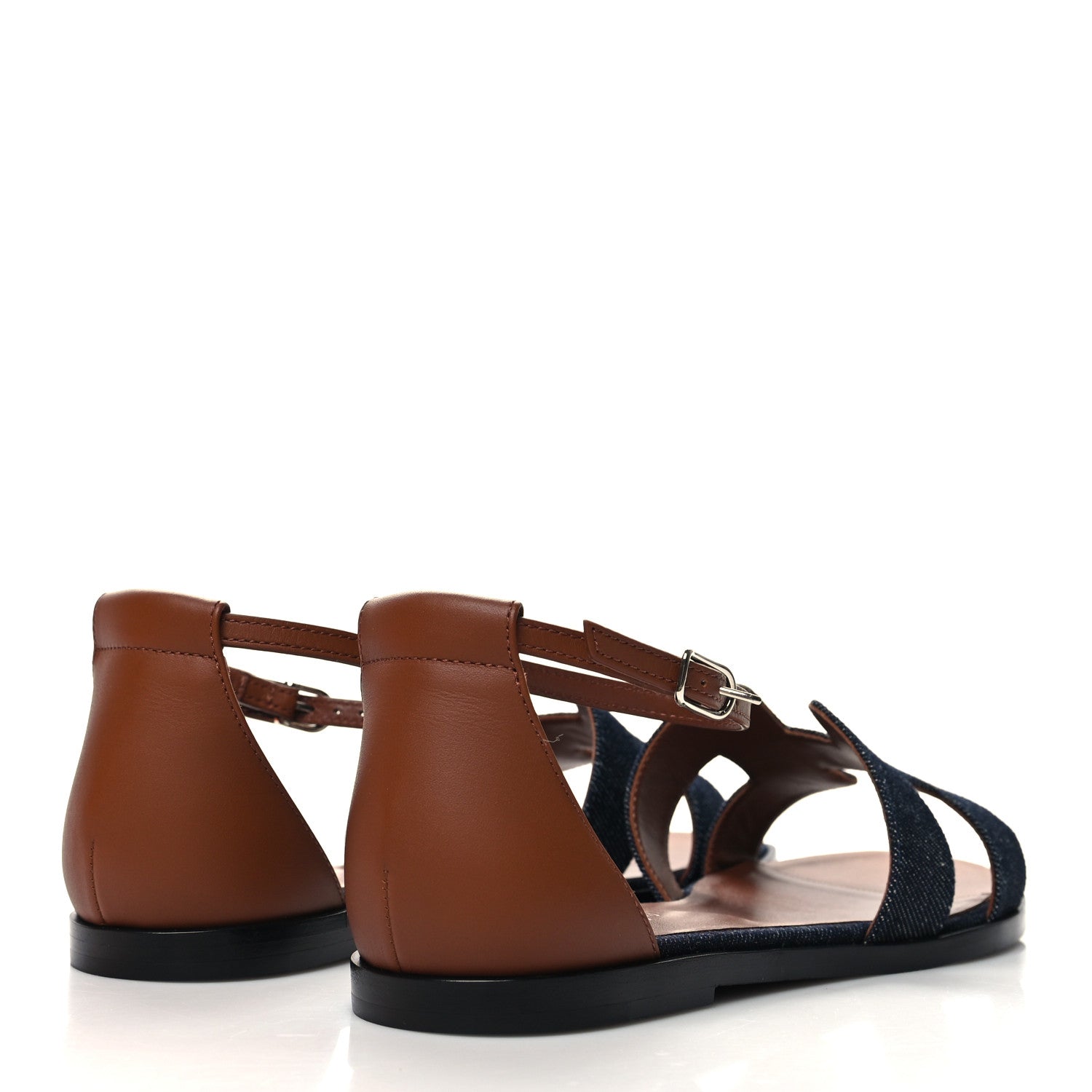 Hermes Denim Santorini Sandals 39 Bleu Brut Gold 4 of 9