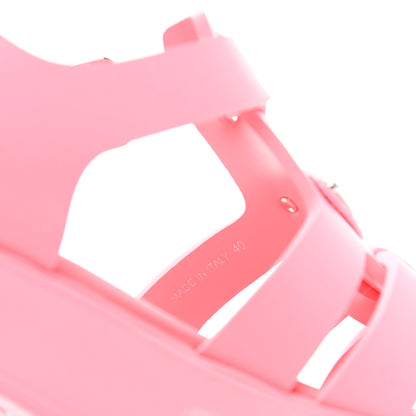 Prada Foam Rubber Metal Triangle Logo Monolith 55mm Cage Sandals 40 Begonia 8 of 9
