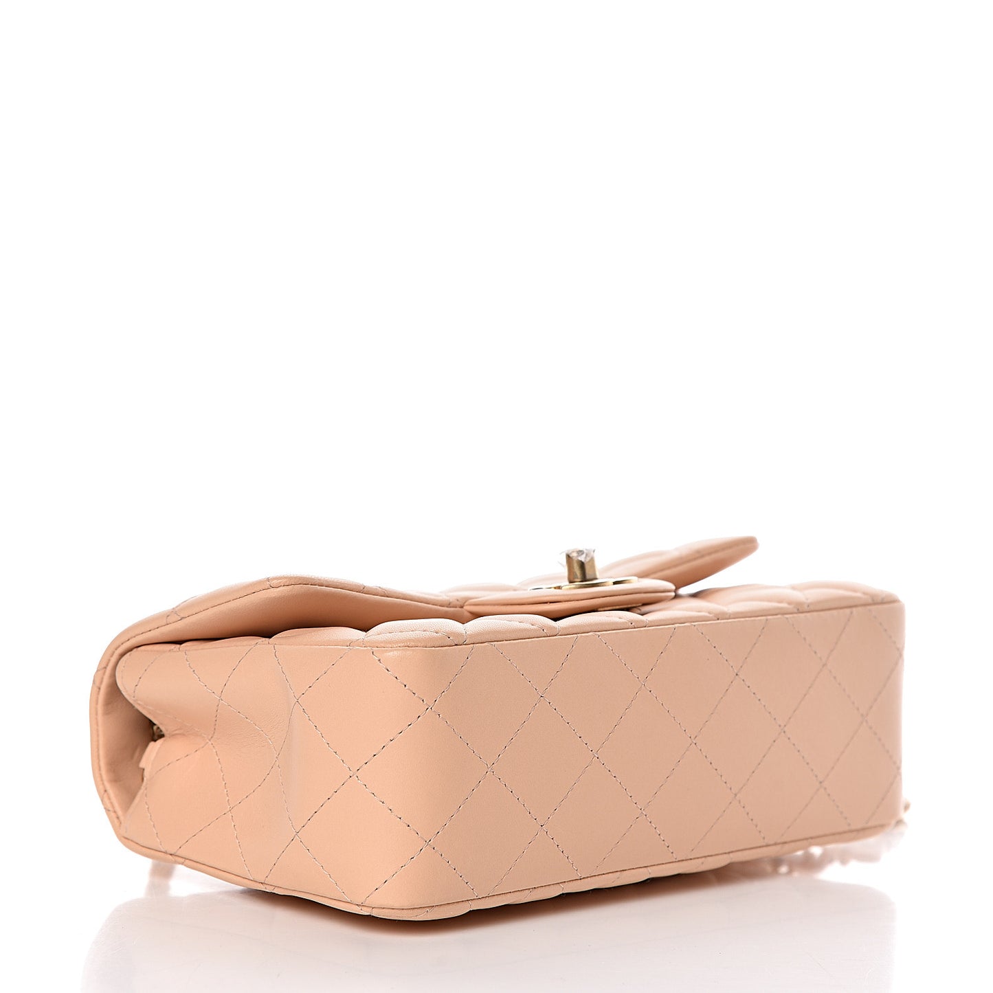 Lambskin Quilted Mini Rectangular Flap Beige