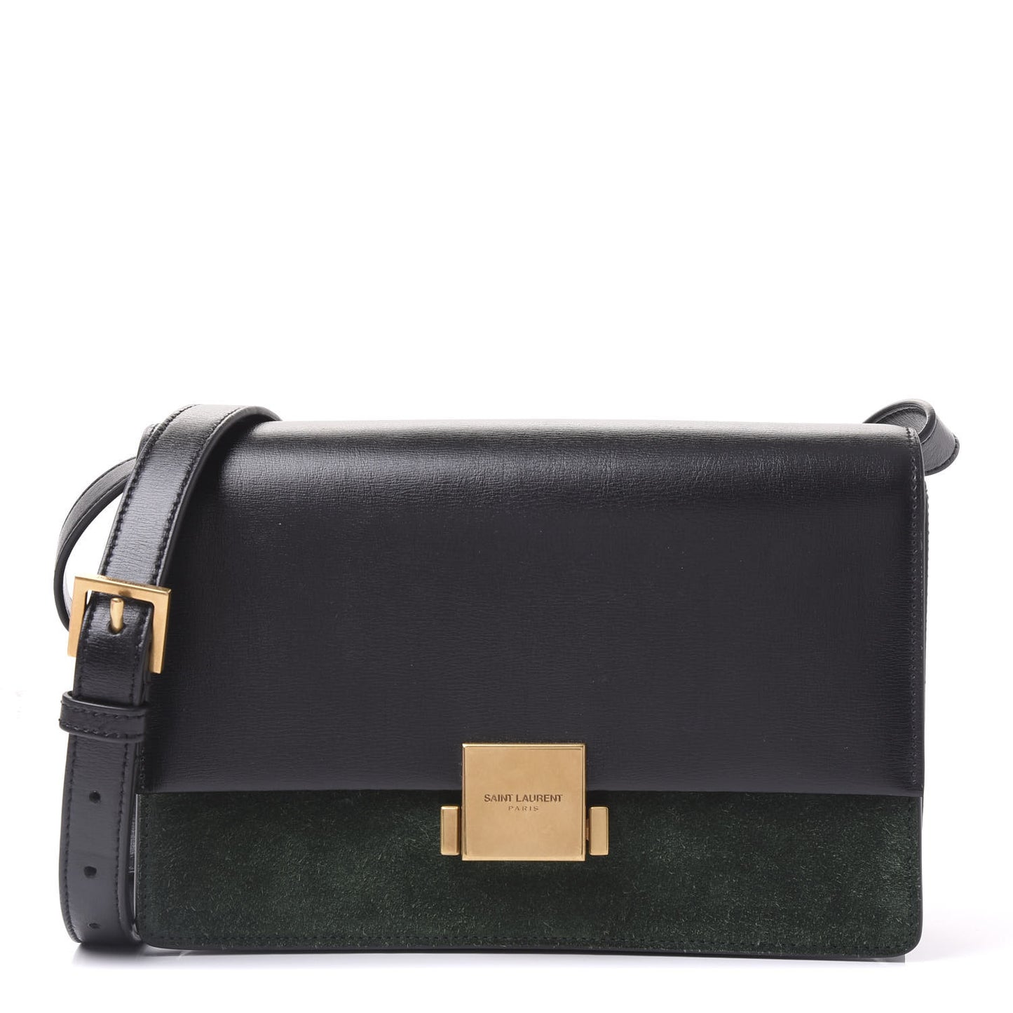 Smooth Calfskin Suede Medium Bellechasse Black Dark Green