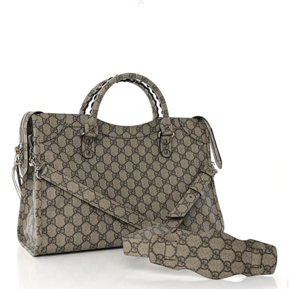 Balenciaga X GUCCI GG Supreme Monogram Neo Classic Silver Hardware City Beige Ebony 3 of 9