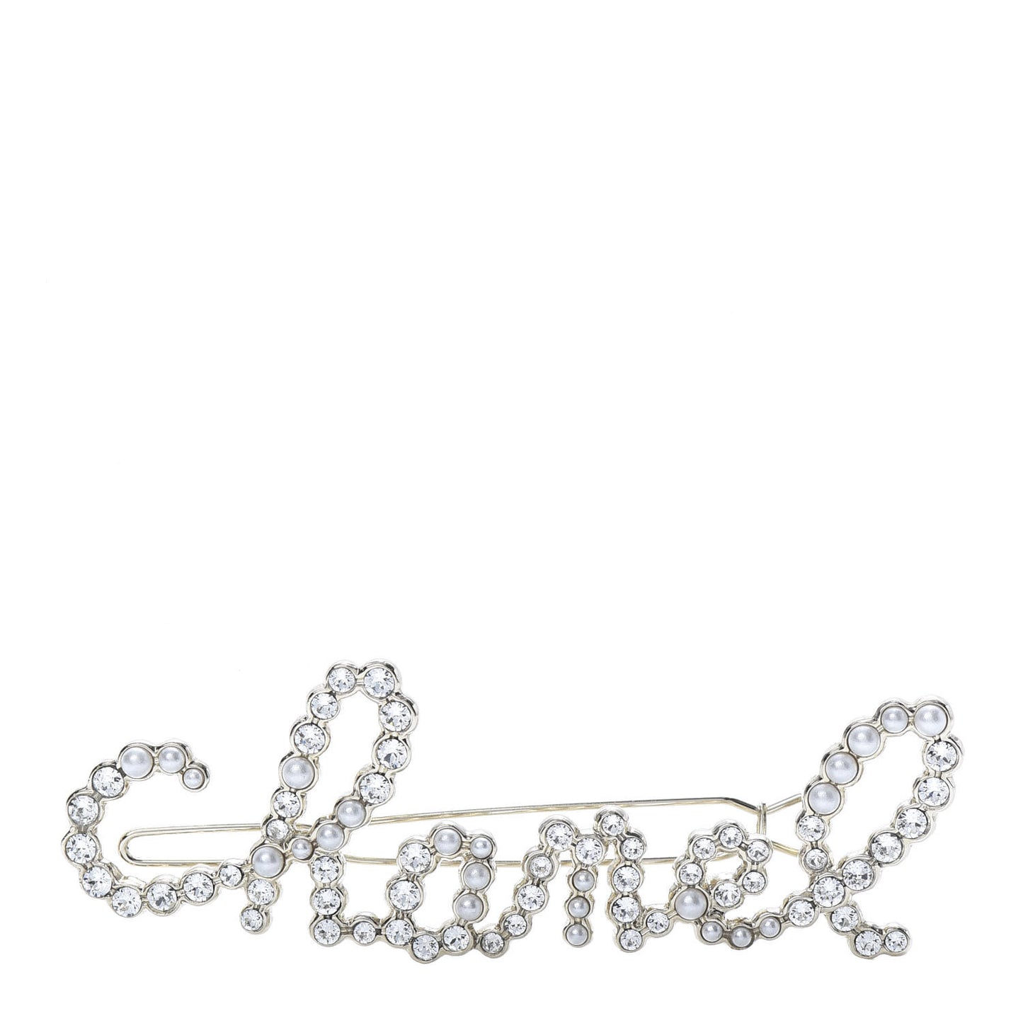 Metal Glass Swirling Pearls Hair Clip Gold