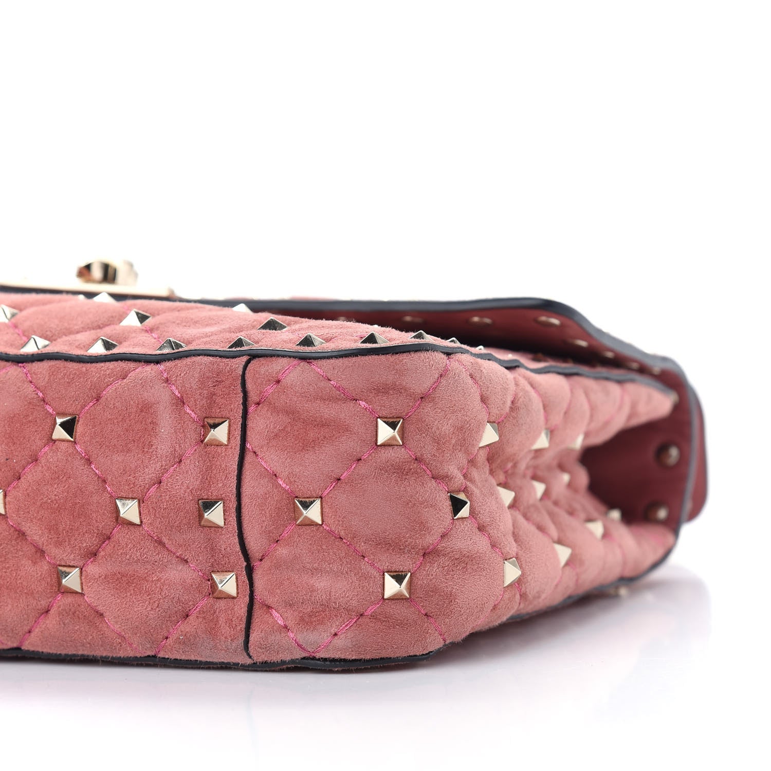 Valentino Garavani Suede Medium Rockstud Spike Shoulder Bag Antico Rosa 8 of 8