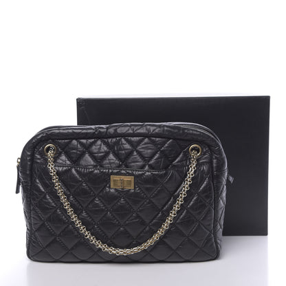 Chanel Aged Calfskin Quilted Large Reissue Camera Case Black 14 of 14