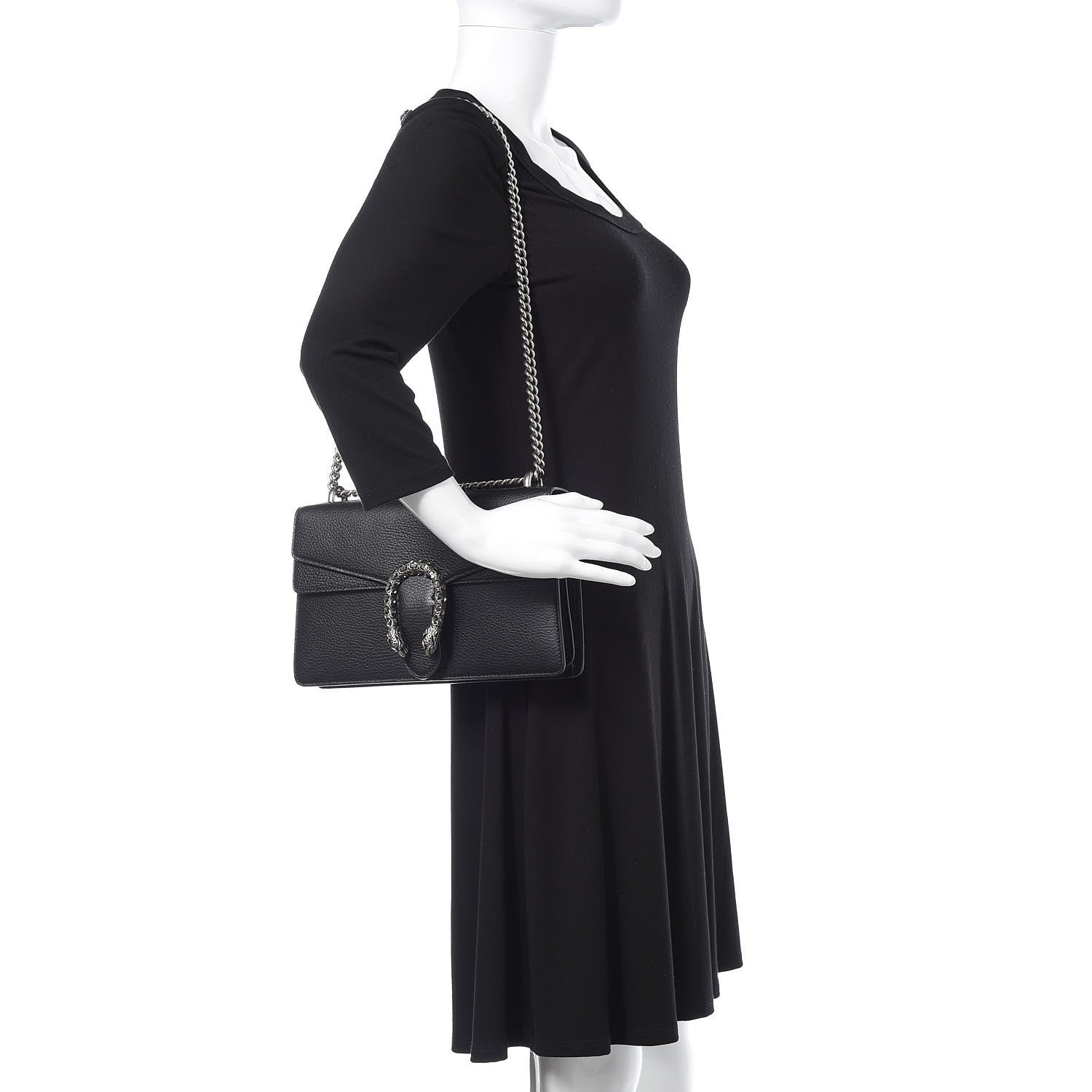 Gucci Pebbled Calfskin Small Dionysus Shoulder Bag Black 2 of 10
