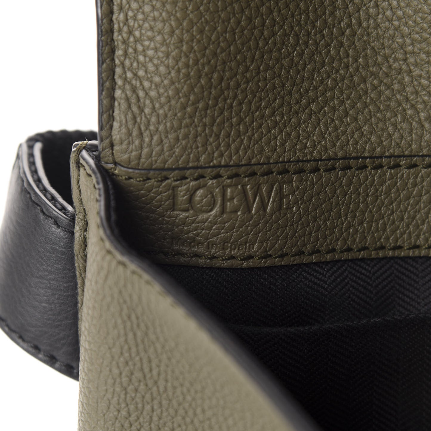 Grained Calfskin Military Bumbag Khaki Green Black