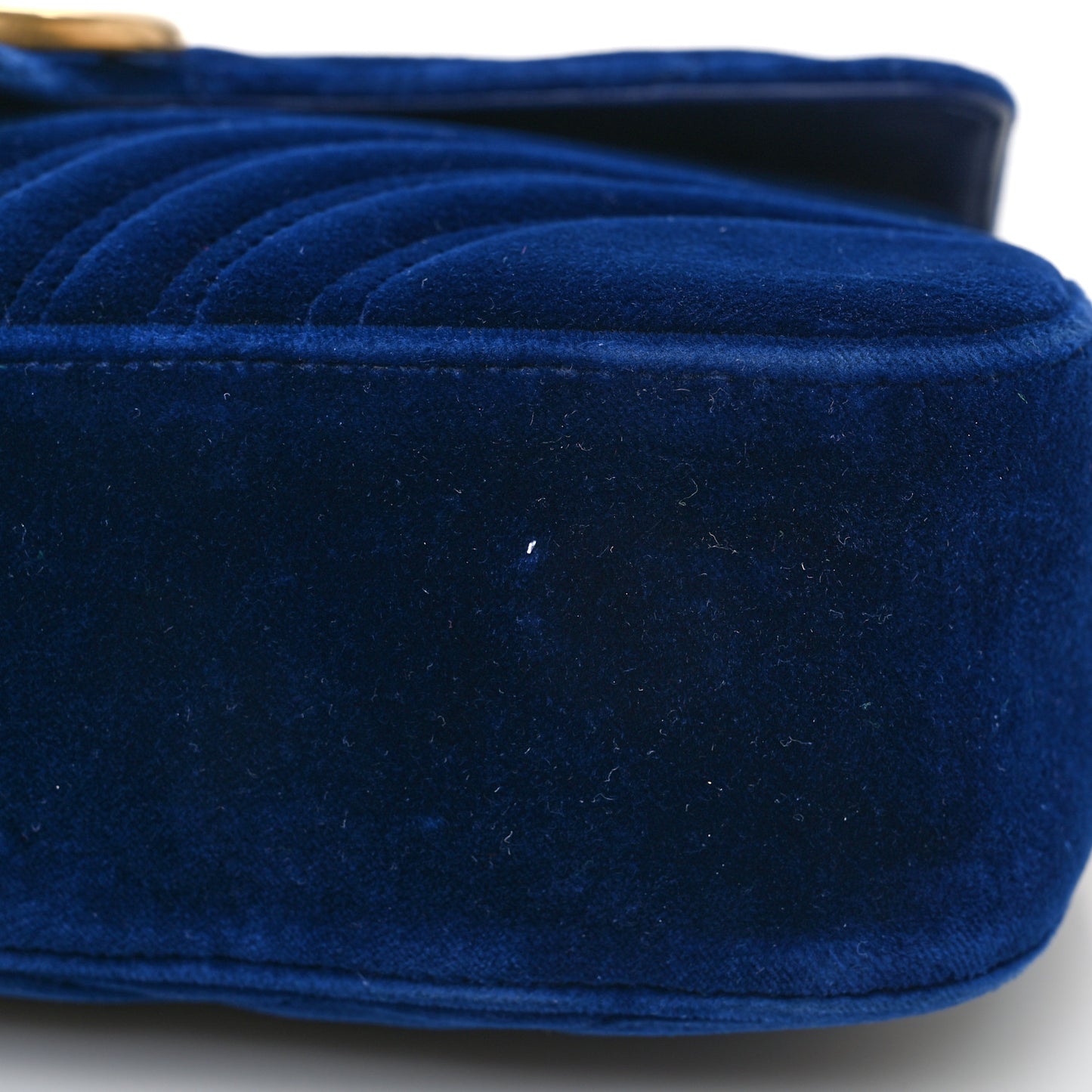 Velvet Matelasse Medium GG Marmont Shoulder Bag Cobalt Blue
