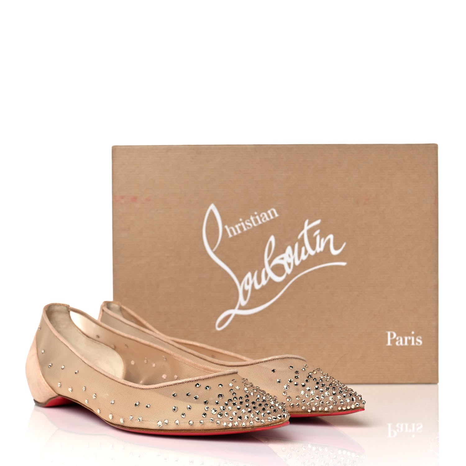 Christian Louboutin Crystal Strass Follies Flats 40 Light Silk 8 of 8