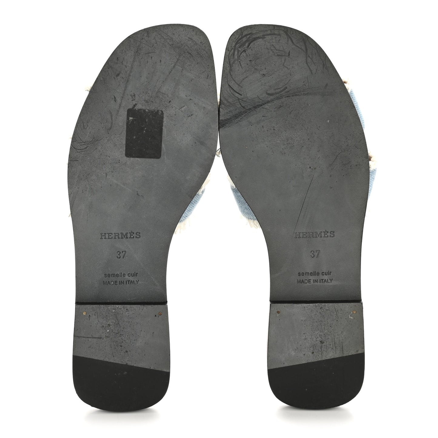 Denim Oran Fringe Sandals 37 Bleu Clair