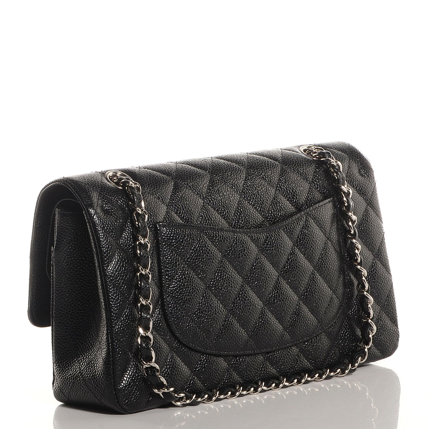 Caviar Quilted Medium Double Flap Black