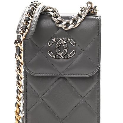 Chanel Lambskin Quilted Chanel 19 Phone Holder With Chain Grey 11 of 15