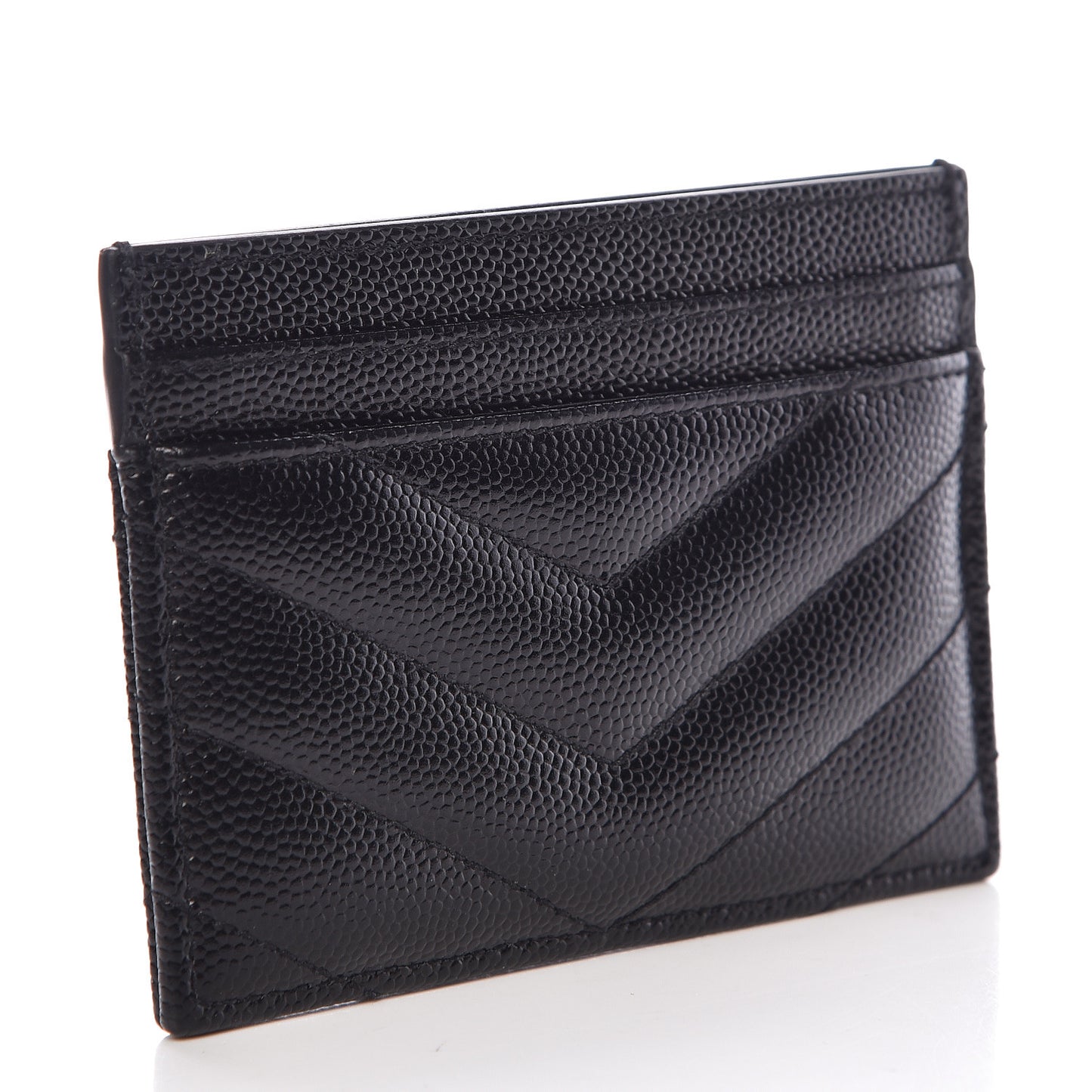 Grain De Poudre Matelasse Chevron Monogram Credit Card Case Black