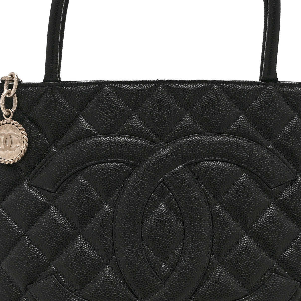 Caviar Quilted Medallion Tote Black