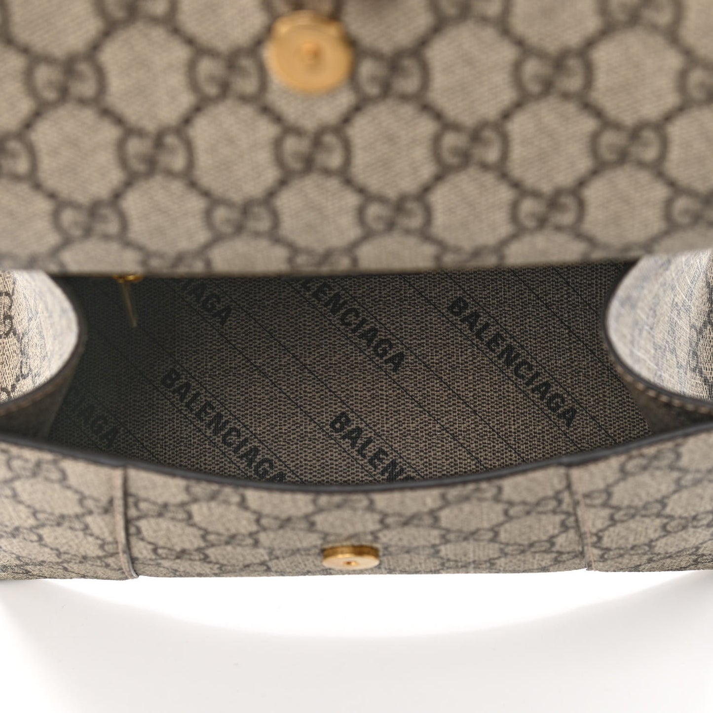 X GUCCI GG Supreme Monogram Small Hourglass Top Handle Bag Beige Ebony