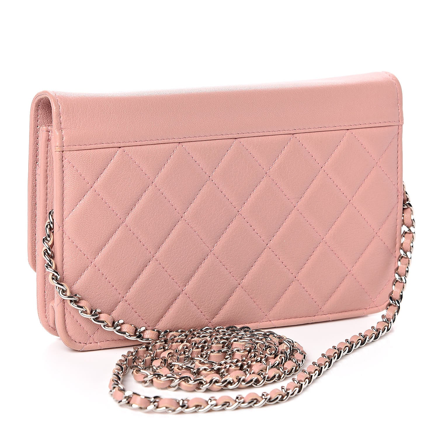 Chanel Goatskin Quilted CC Box Wallet on Chain WOC Pink 3 of 14