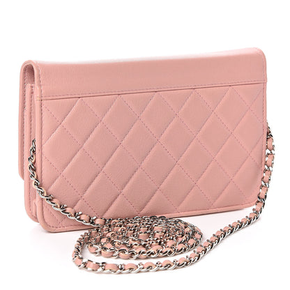 Chanel Goatskin Quilted CC Box Wallet on Chain WOC Pink 3 of 14