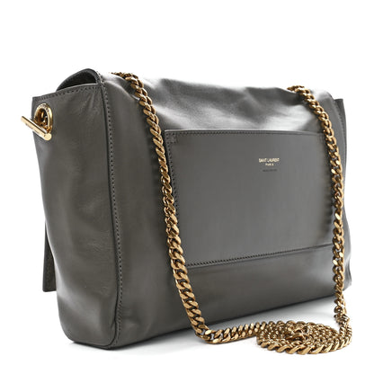Saint Laurent Smooth Calfskin Suede Medium Reversible Monogram Kate Satchel Grey Khaki 3 of 17