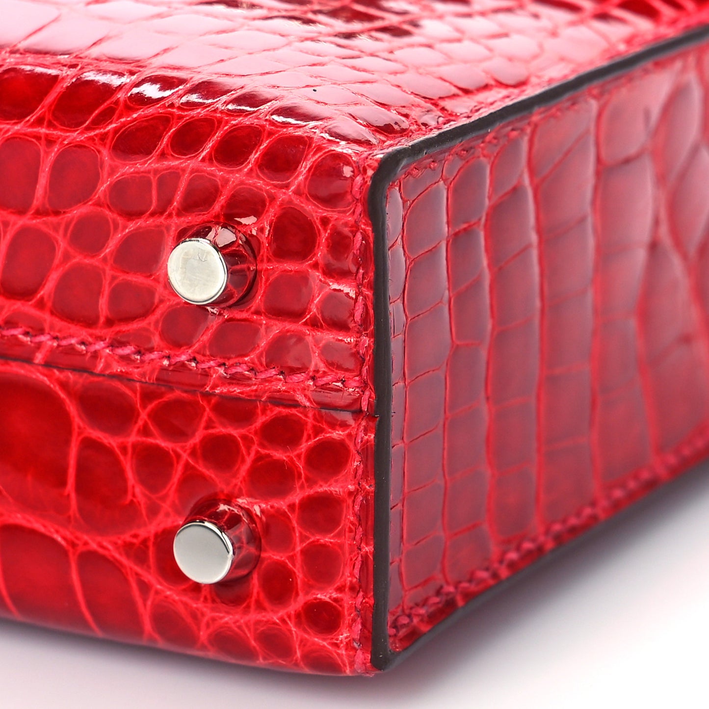 Shiny Alligator Mini Verrou Chaine Bag Braise