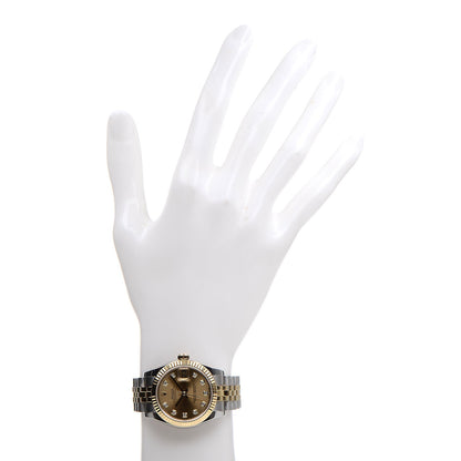 Rolex Stainless Steel 18K Yellow Gold Diamond 31mm Oyster Perpetual Datejust Watch Champagne 178273 2 of 10