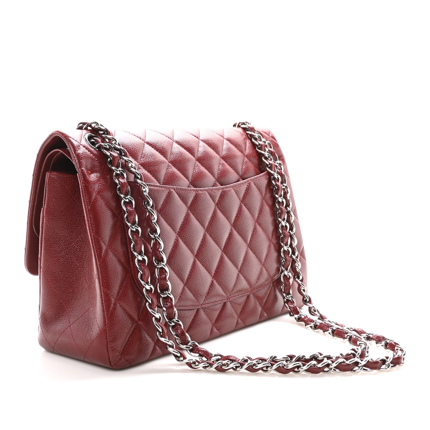 Caviar Quilted Jumbo Double Flap Burgundy
