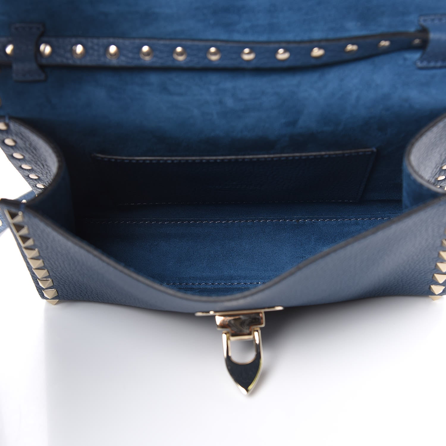 Valentino Garavani Pebbled Calfskin Medium Rockstud Flip Lock Crossbody Bag Peacock 5 of 8