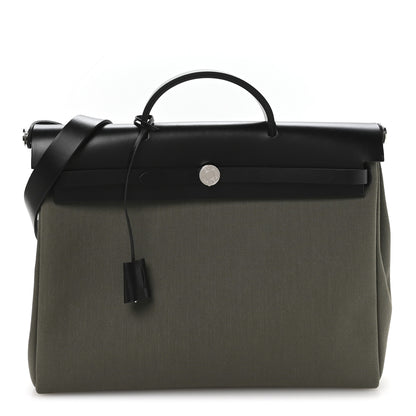 Hermes Military Toile Vache Hunter Herbag 39 Kaki Black 1 of 11