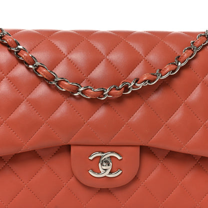Chanel Lambskin Quilted Jumbo Double Flap Orange 8 of 10