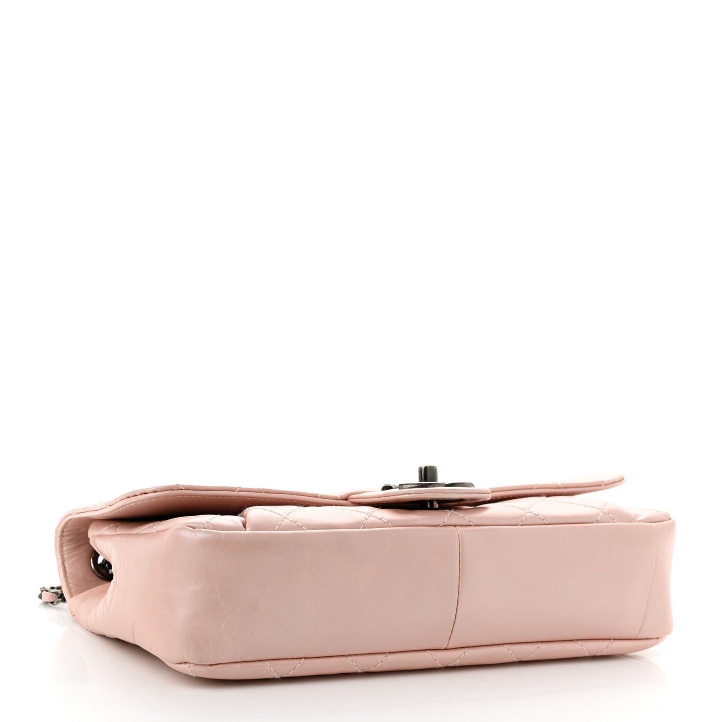 Glazed Calfskin Quilted Coco Pleats Flap Pink