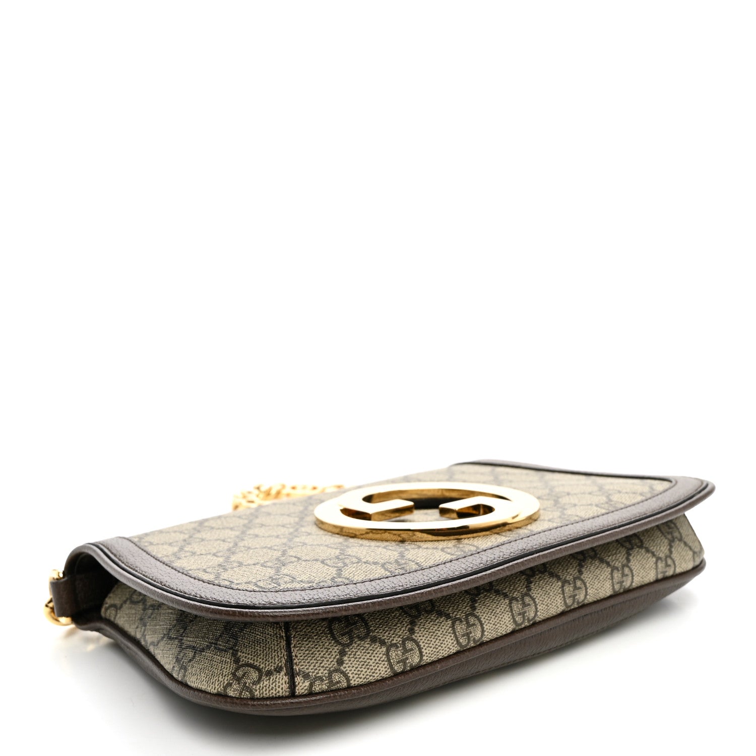 Gucci GG Supreme Monogram Textured Dollar Calfskin Blondie Chain Shoulder Flap Bag Beige Ebony New Acero 3 of 9