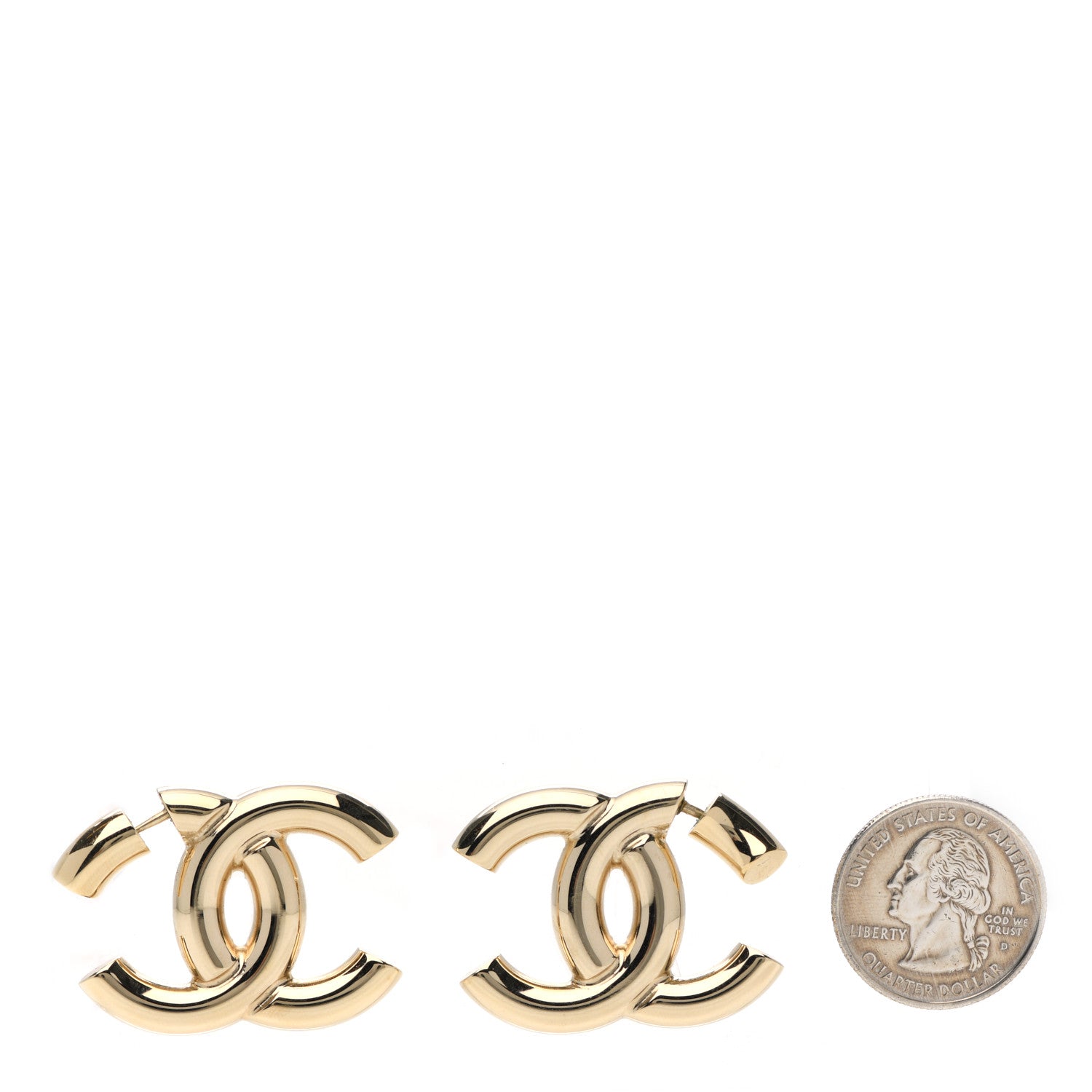 Chanel Metal Large CC Earrings Light Gold 2 of 4