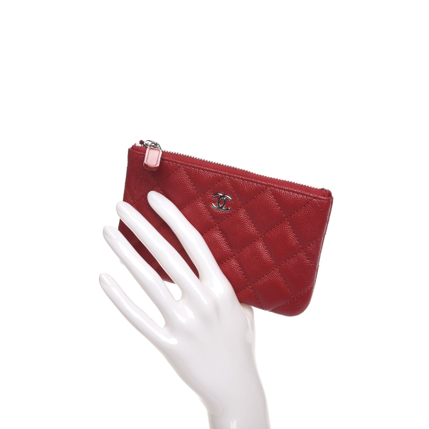Chanel Caviar Quilted Small Cosmetic Case Red 2 of 8