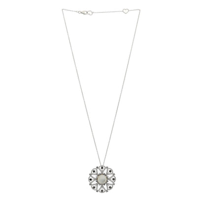 Roberto Coin 18K White Gold Diamond Mother of Pearl Quartz Margherita Pendant Necklace 3 of 6