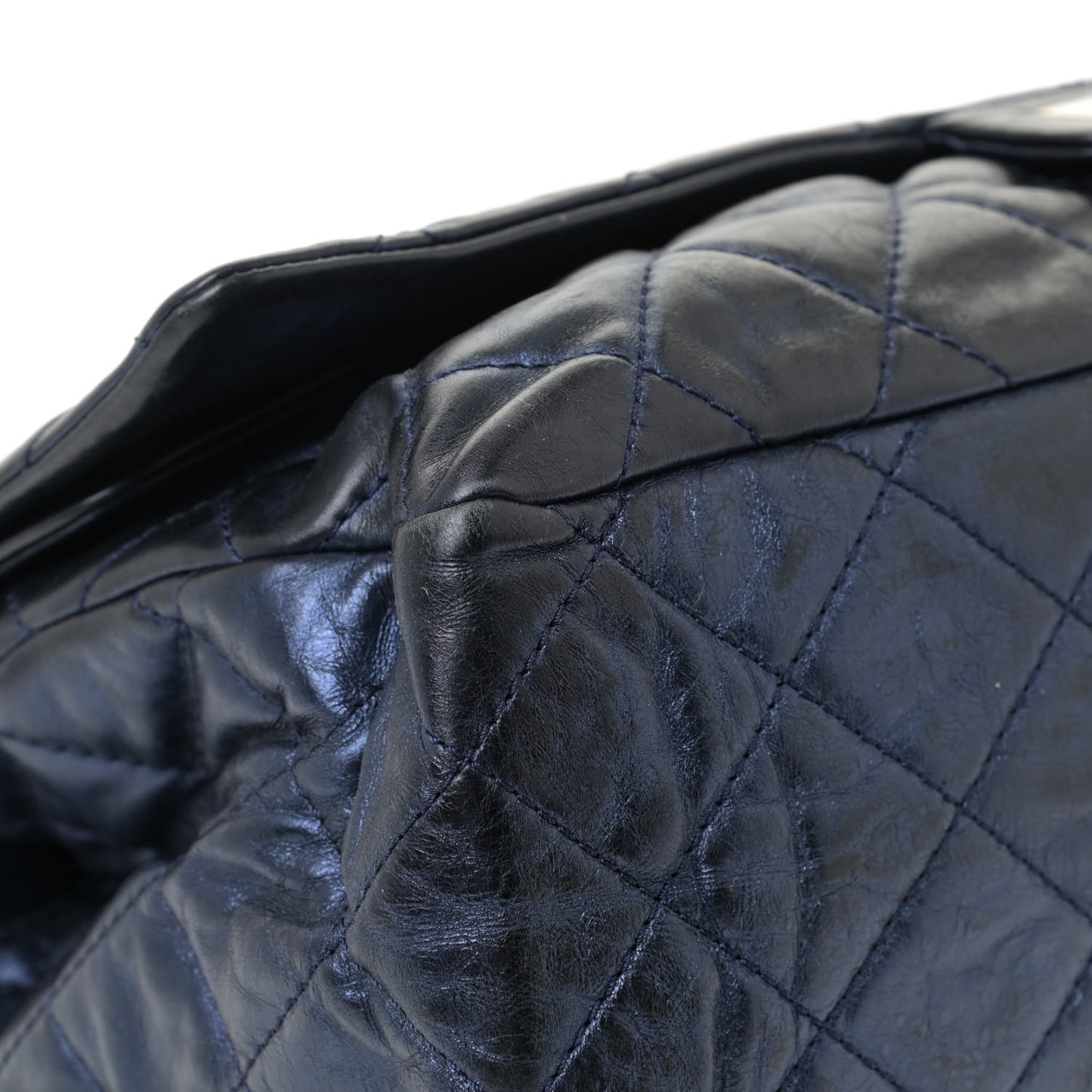 Metallic Aged Calfskin Quilted 2.55 Reissue 228 Flap Blue