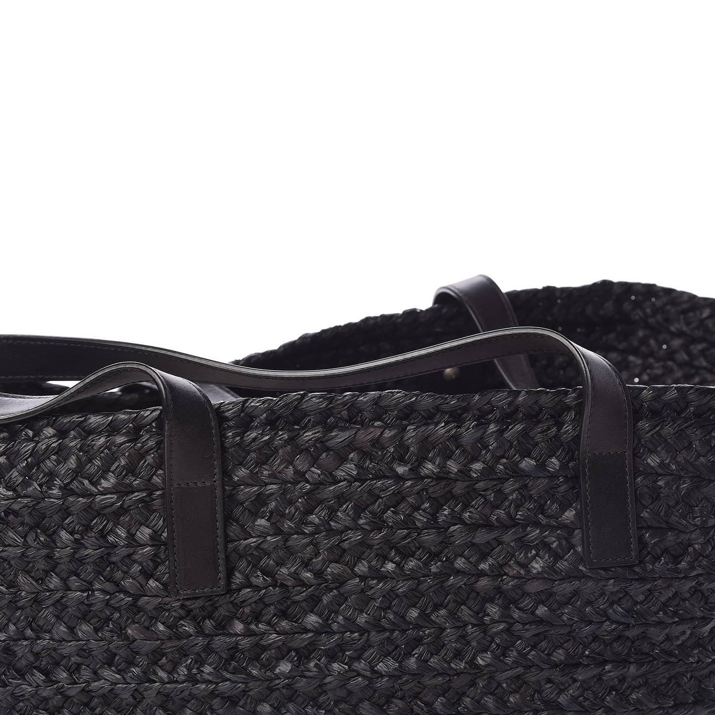 Raffia Medium Panier Bag Black