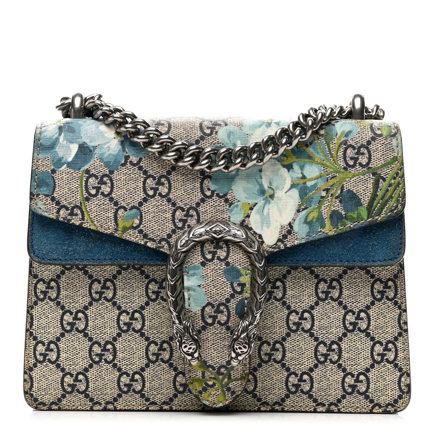 Gucci GG Supreme Monogram Blooms Mini Dionysus Shoulder Bag Beige Navy Vintage Blue 1 of 12