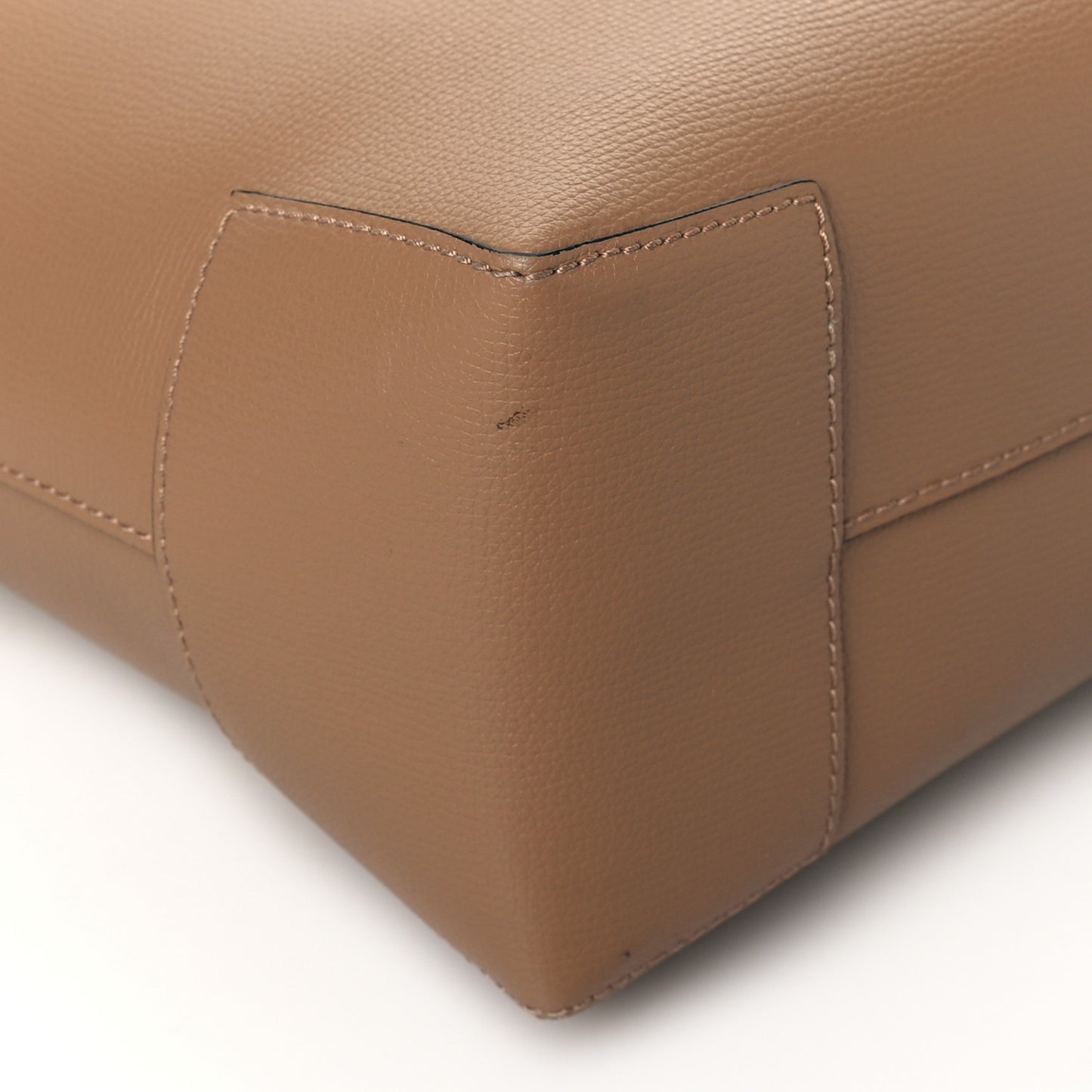 Grainy Calfskin Haymarket Check Small Reversible Tote Mid Camel