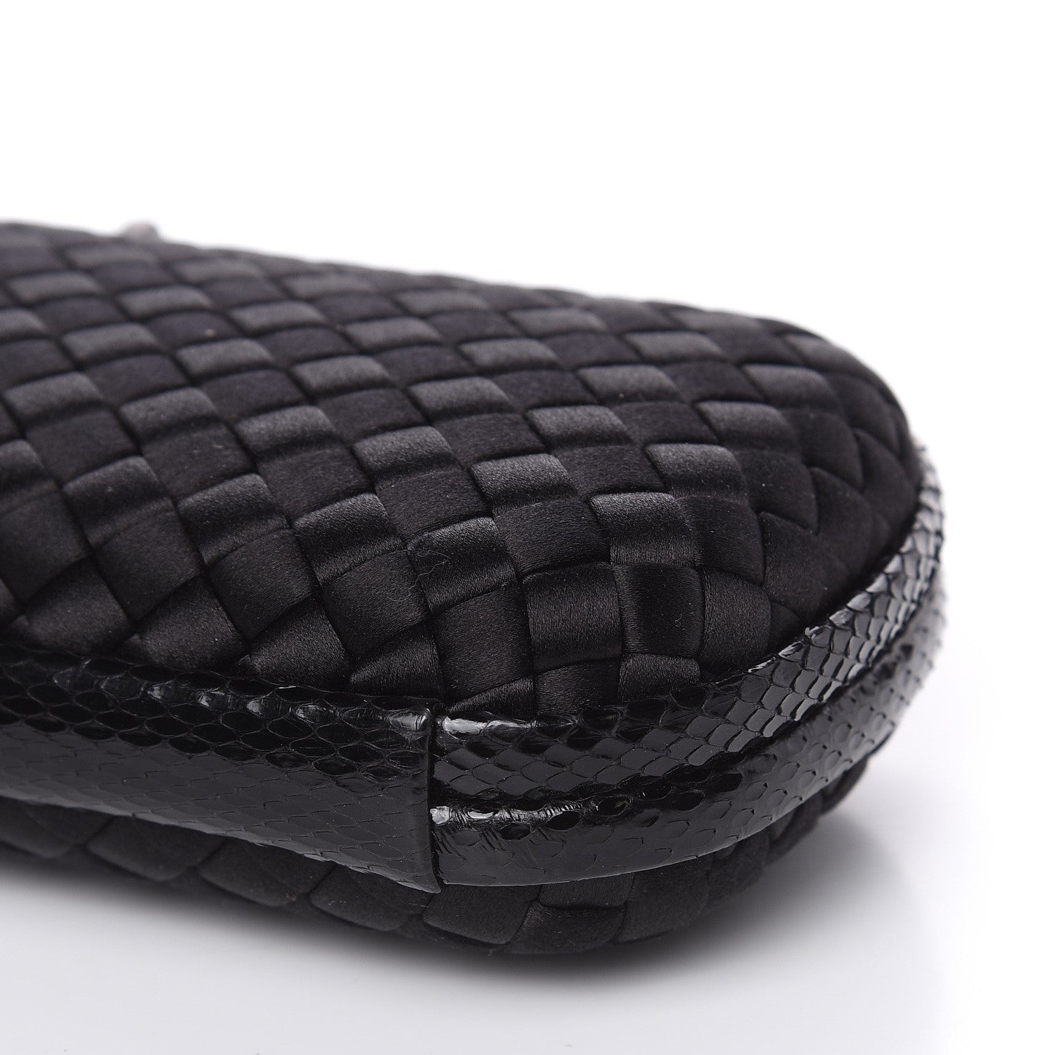 Bottega Veneta Satin Ayers Intreccio Impero Stretch Knot Clutch Black 6 of 10