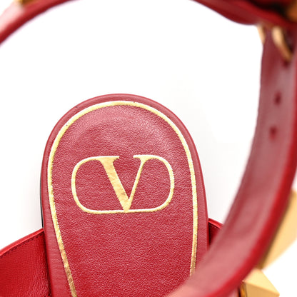 Valentino Garavani Calfskin Roman Stud Ankle Strap Flat Sandals 38.5 Rosso Valentino 7 of 9