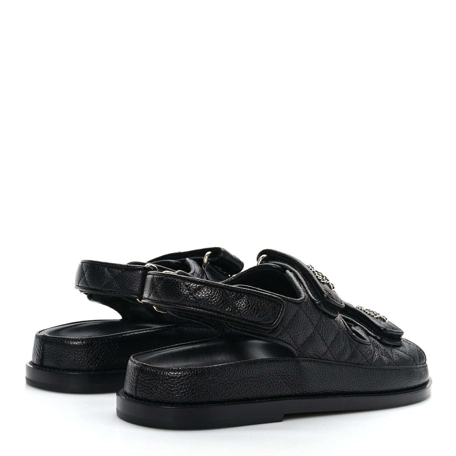 Chanel Grained Calfskin Velcro Dad Sandals 37 Black 4 of 8