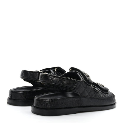 Chanel Grained Calfskin Velcro Dad Sandals 37 Black 4 of 8