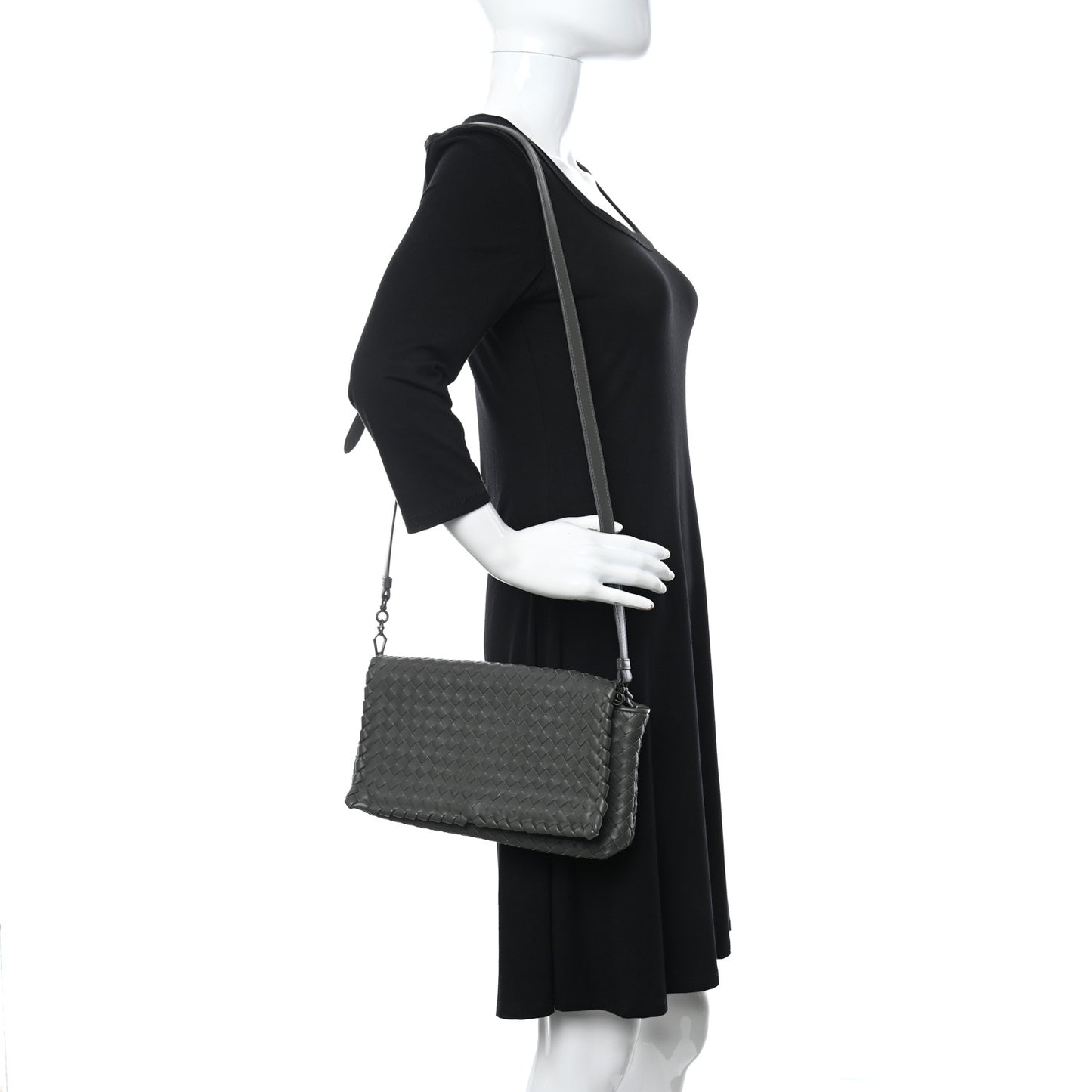 Nappa Intrecciato Dahlia Clutch Crossbody Light Grey