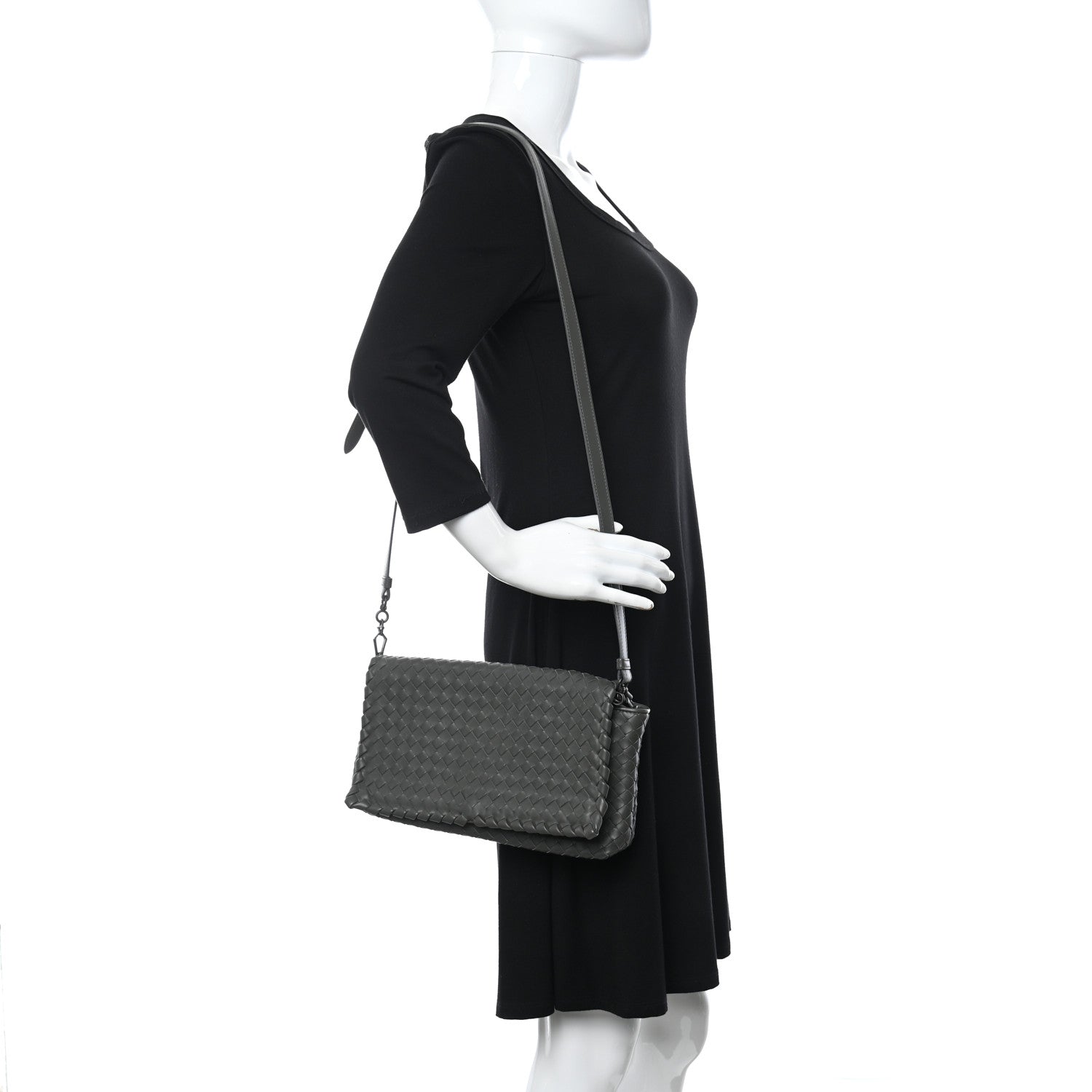 Bottega Veneta Nappa Intrecciato Dahlia Clutch Crossbody Light Grey 2 of 9