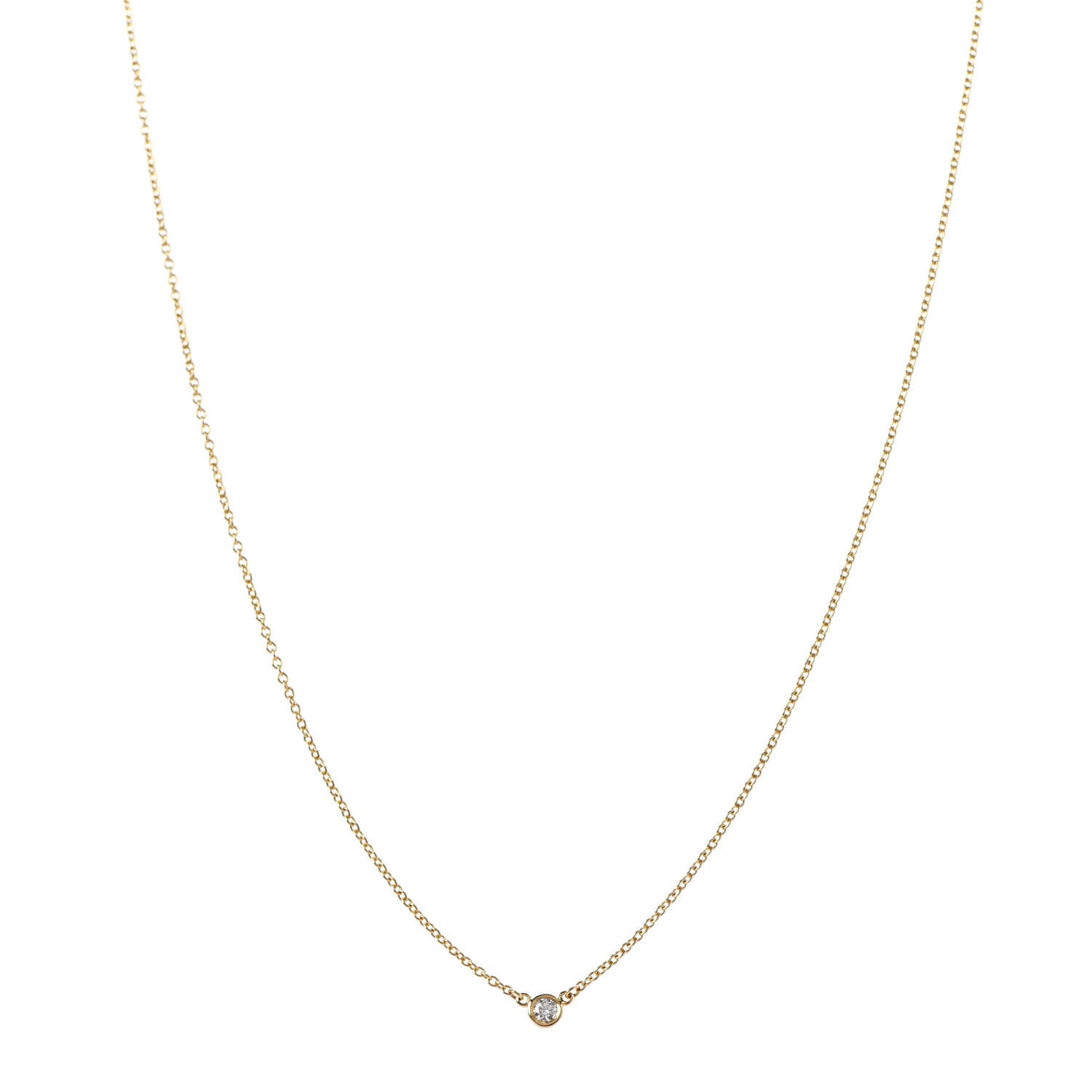 Tiffany 18K Yellow Gold Diamond .05ct Elsa Peretti Diamonds by the Yard Pendant Necklace 1 of 6