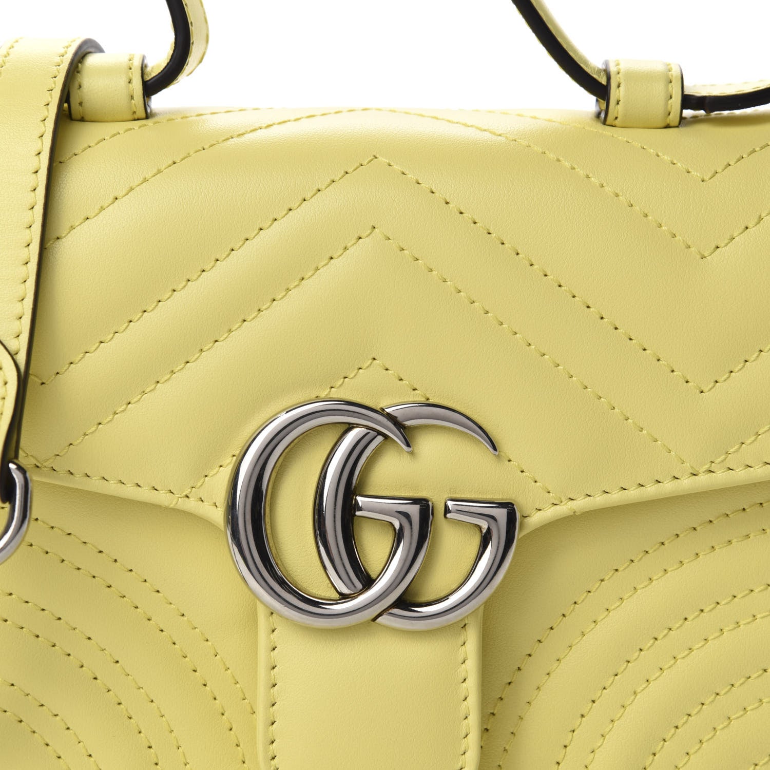Gucci Calfskin Matelasse Mini GG Marmont Top Handle Shoulder Bag Banana 10 of 11