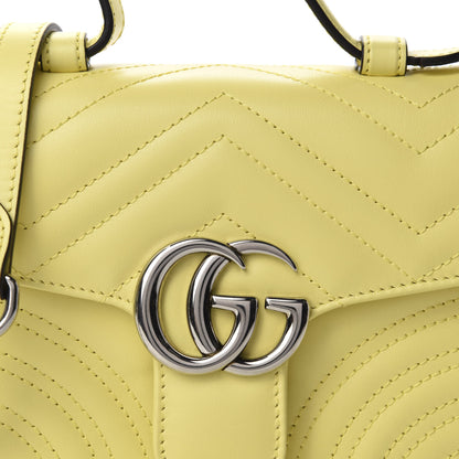 Gucci Calfskin Matelasse Mini GG Marmont Top Handle Shoulder Bag Banana 10 of 11