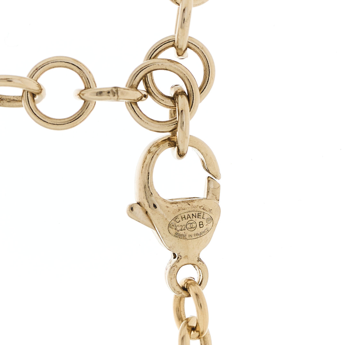 Chanel Crystal CC Pendant Choker Gold Pink 4 of 5