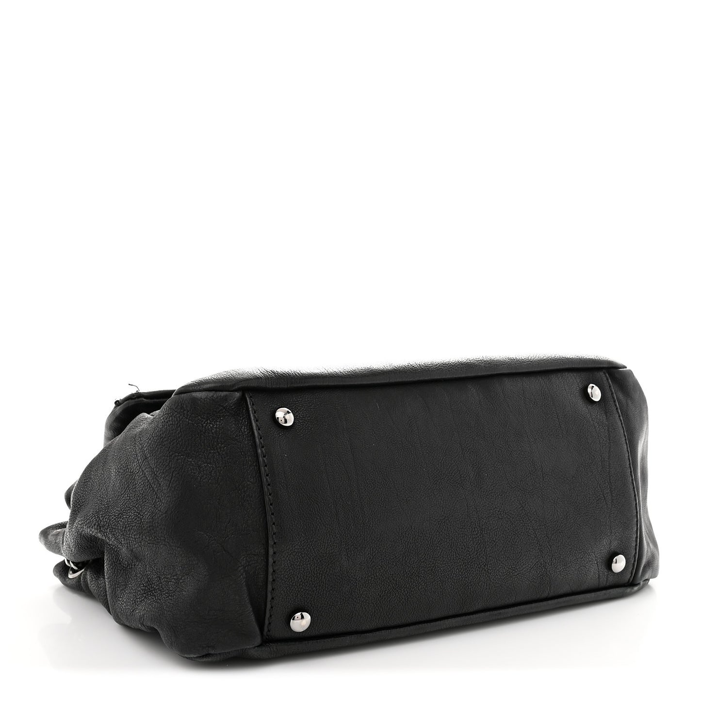 Calfskin Diamond Stitch Accordion Flap Black