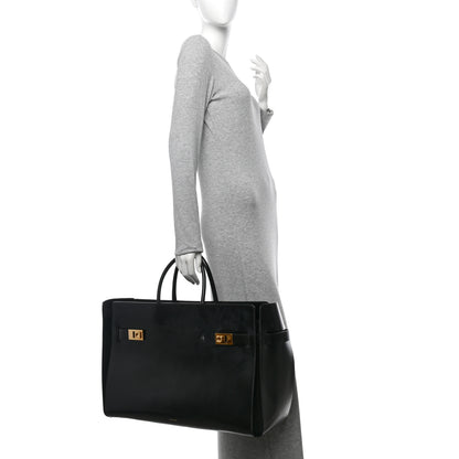 Salvatore Ferragamo Brushed Off Calfskin XL Gancini Buckles Tote Bag Black 3 of 13
