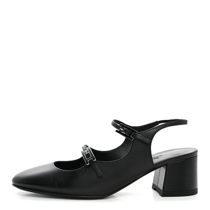 Hermes Goatskin Jackie 50 Pumps 37 Black 1 of 8